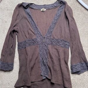 Old Navy Brown Lace-Trim Tunic Top